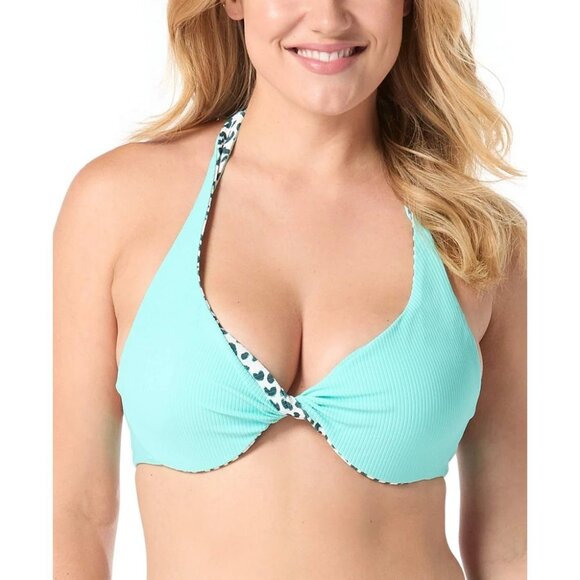 NWT Coco Reef Verso Reversible Bra-Sized Twist-Front Bikini Top Sz 32/34C Blue - Picture 2 of 12